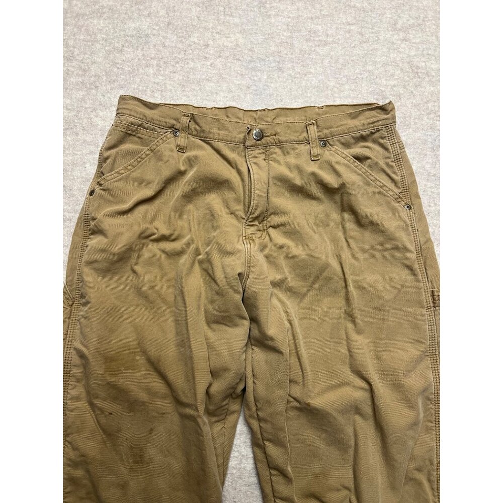 Wrangler Lined Tan Workwear Distressed Carpenter Pants 34 X 30 - Picture 2 of 13
